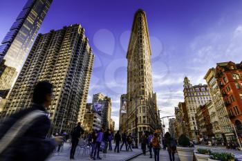 New York City, USA-April 8, 2017: Flatiron Building has been called one of the world's most iconic skyscrapers and a quintessential symbol of New York City.