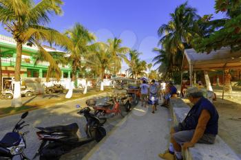 Isla Mujeres. Mexico- November 4, 2016: Street views of the Women Island in the Caribbean Sea, about 13 kilometres (8.1 mi) off the Yucatán Peninsula coast.