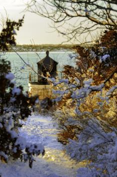 Winter scene with a Lighthouse.