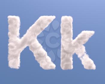 Letter K cloud shape, isolated on white background