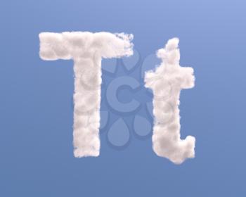 Letter T cloud shape, isolated on white background