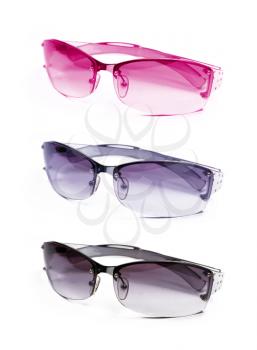 collection sunglasses isolated on white background