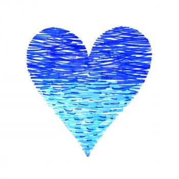 Abstract bright blue heart on white background