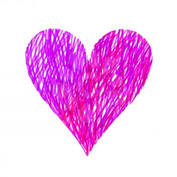 Abstract bright pink heart on white background