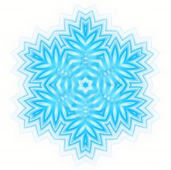 White background with abstract blue shape like a snowflake