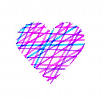 Abstract color striped pattern heart on white background