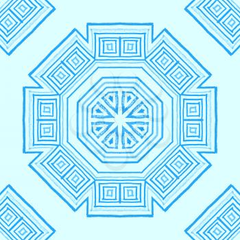 Abstract blue background with concentric pattern with squares for design