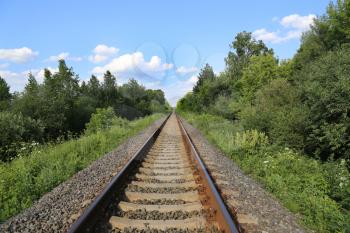 Summer landscape with railway track
