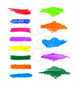 Series of abstract colorful hand draw elements for design