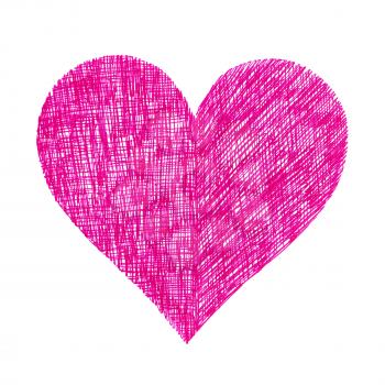 Abstract bright heart on white background, hand draw