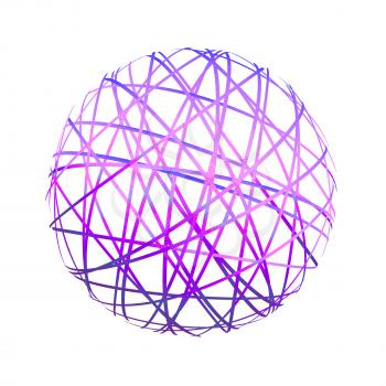 Abstract sphere from color lines on white background