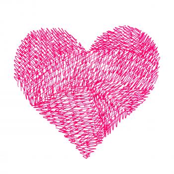 Abstract bright heart on white background, hand draw
