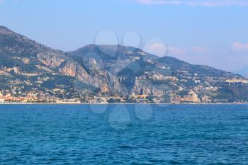 Beautiful sea view of Menton on the French Riviera (Provence-Alpes-Cote d'Azur), border of France and Italy