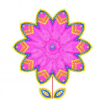 Decorative flower with abstract color pattern on white background