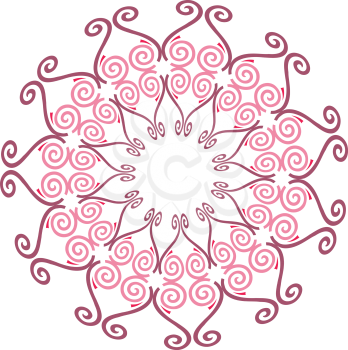 Royalty Free Clipart Image of a Pink Snowflake or Flower Design