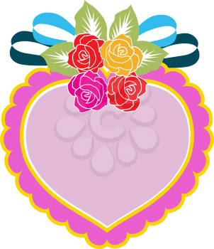 Royalty Free Clipart Image of a Heart With Flowers and a Ribbon