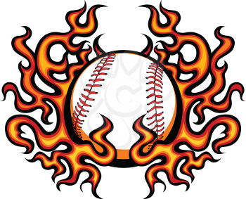 Royalty Free Clipart Image of a Baseball With Flames