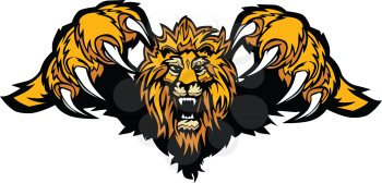 Royalty Free Clipart Image of a Lion Mascot