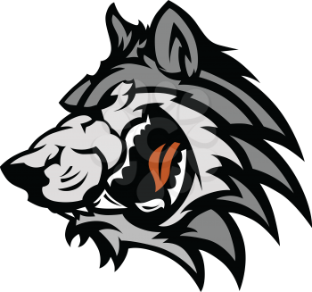 Royalty Free Clipart Image of a Wolf Mascot