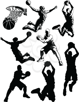 Royalty Free Clipart Image of Basketball Players