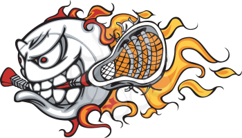 Royalty Free Clipart Image of a Flaming Lacrosse Ball