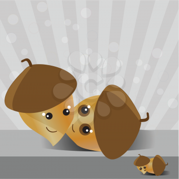 Royalty Free Clipart Image of Smiling Acorn 
