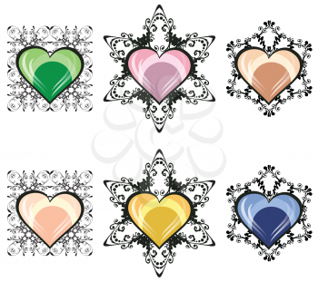 Royalty Free Clipart Image of Ornamental Hearts 