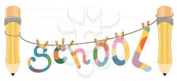 Royalty Free Clipart Image of School Spelled Out With Socks