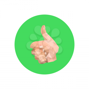 Illustration of abstract origami hand on green circle