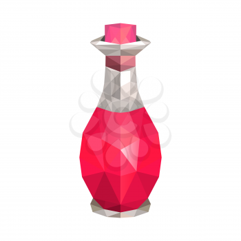 Illustration of abstract origami pink perfume bottle isolated on white background