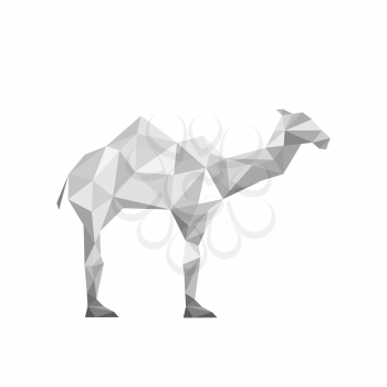 Illustration of paper origami camel isolated on white background