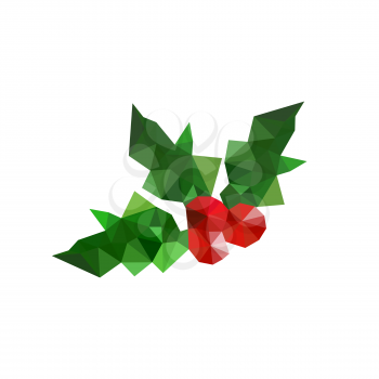 Illustration of origami christmas holly leaves