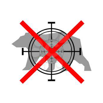Sign of prohibited hunting bear with crosshair