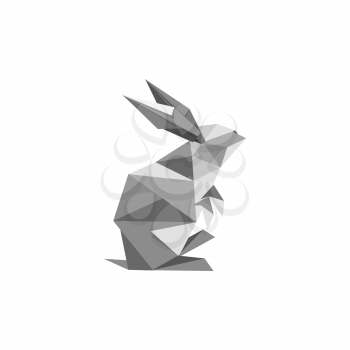Illustration with origami rabbit symbol isolated on white background