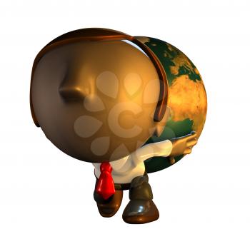 Royalty Free Clipart Image of a Man Holding a Globe
