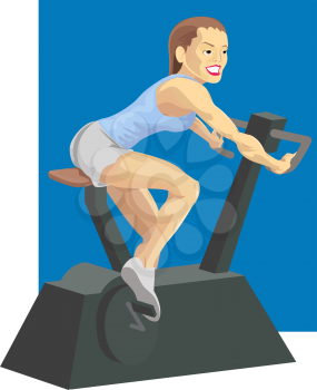 Royalty Free Clipart Image of a Woman on an Exercise Bike 