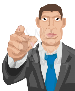 Royalty Free Clipart Image of a Businessman Pointing