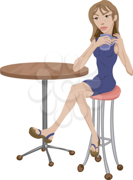 Royalty Free Clipart Image of a Woman Drinking Coffee