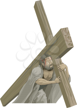 Royalty Free Clipart Image of Christ Bearing the Cross 