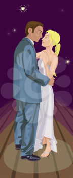 Royalty Free Clipart Image of a Couple Dancing 