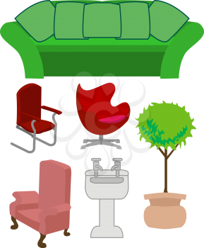 Royalty Free Clipart Image of a Selection of Furniture