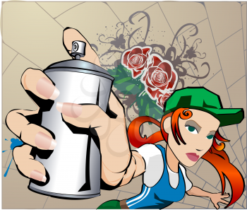 Royalty Free Clipart Image of a Graffiti Girl