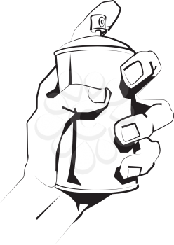 Royalty Free Clipart Image of a Person Holding an Aerosol Can