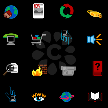 Royalty Free Clipart Image of a Set of Colorful Web Icons