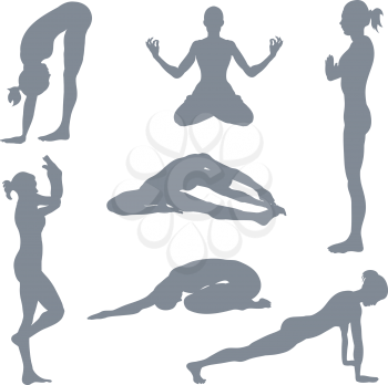 Royalty Free Clipart Image of Various Yoga Postures
