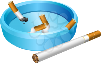 Royalty Free Clipart Image of Cigarettes in an Ashtray