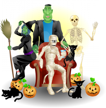 Royalty Free Clipart Image of Monster Friends