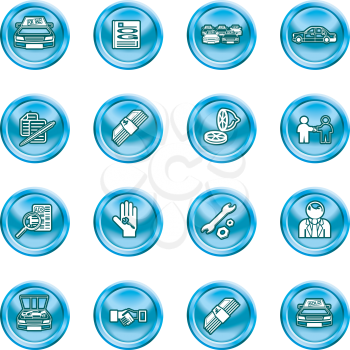 Royalty Free Clipart Image of a Car Related Icons