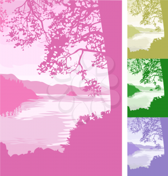 Royalty Free Clipart Image of an Abstract Lakeside Background 