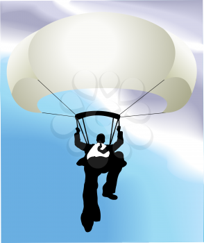 Royalty Free Clipart Image of a Businessman Parachuting 
